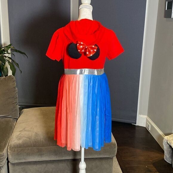 Kids Disney Minnie Mouse Dress with Hood Red White & Blue Size XXL NEW - Picture 6 of 12
